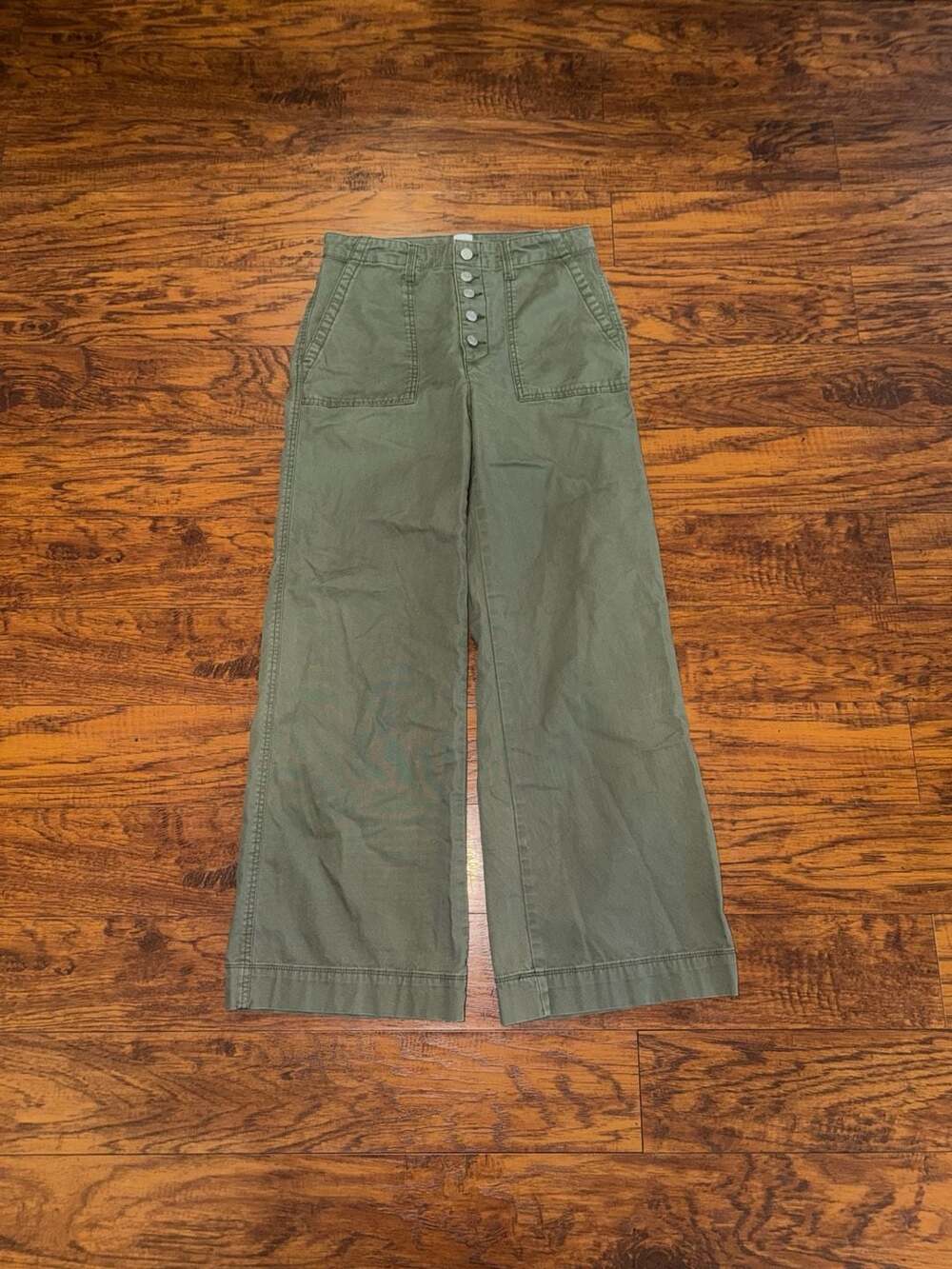 Gap High Rise Wide-Leg Olive Green Utility Pants